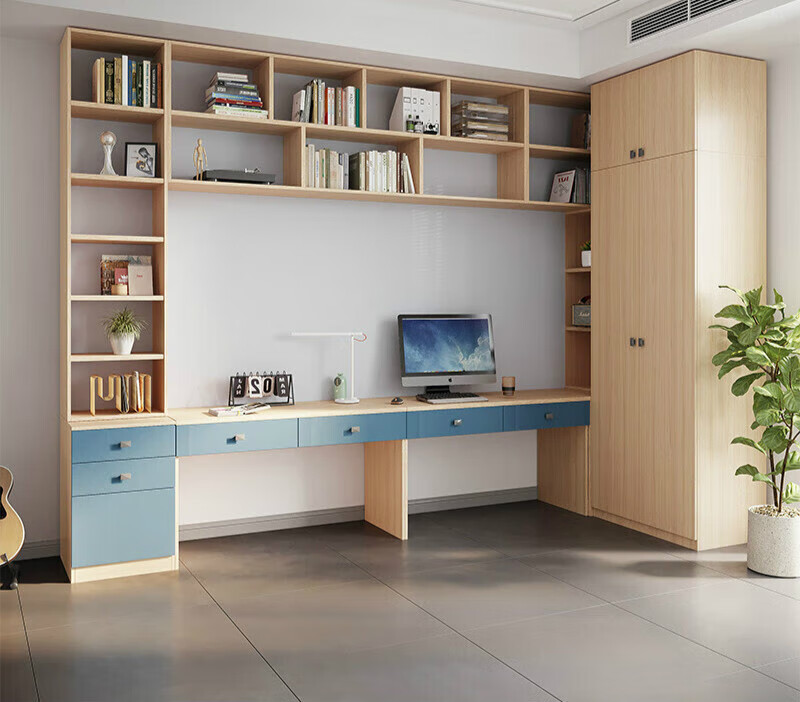 隆成佳茂一半衣柜一半书柜ls林氏全屋定制书桌一体整墙组合客厅书房