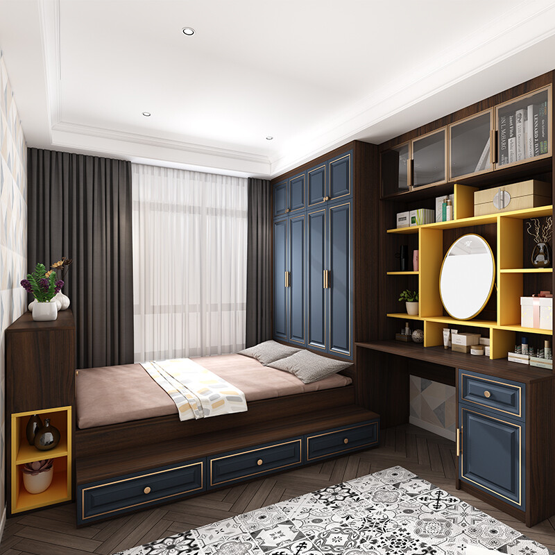 品尚居然 榻榻米定制衣柜书桌床一体卧室榻榻米飘窗轻奢书房全屋家具定制 单独梳妆台 宽1.2m高2.4m深0.6m 支持定制+全国送装服务