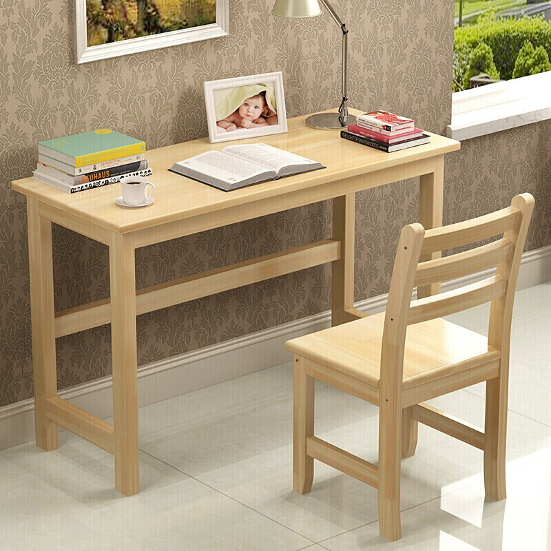 艾鹰 实木电脑桌台式家用写字书桌简约学习桌简易课桌办公学生学校课桌椅 定制客服改价